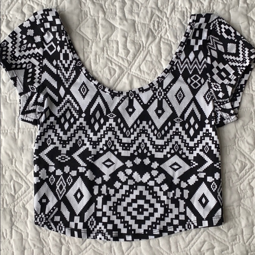 Boutique crop top with mesh back detail